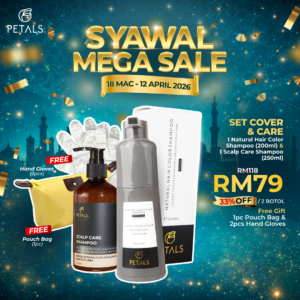 ((SYAWAL MEGA SALE) Set Cover & Care – 1 bottle Hair Color Shampoo + 1 Scalp Shampoo 200ml